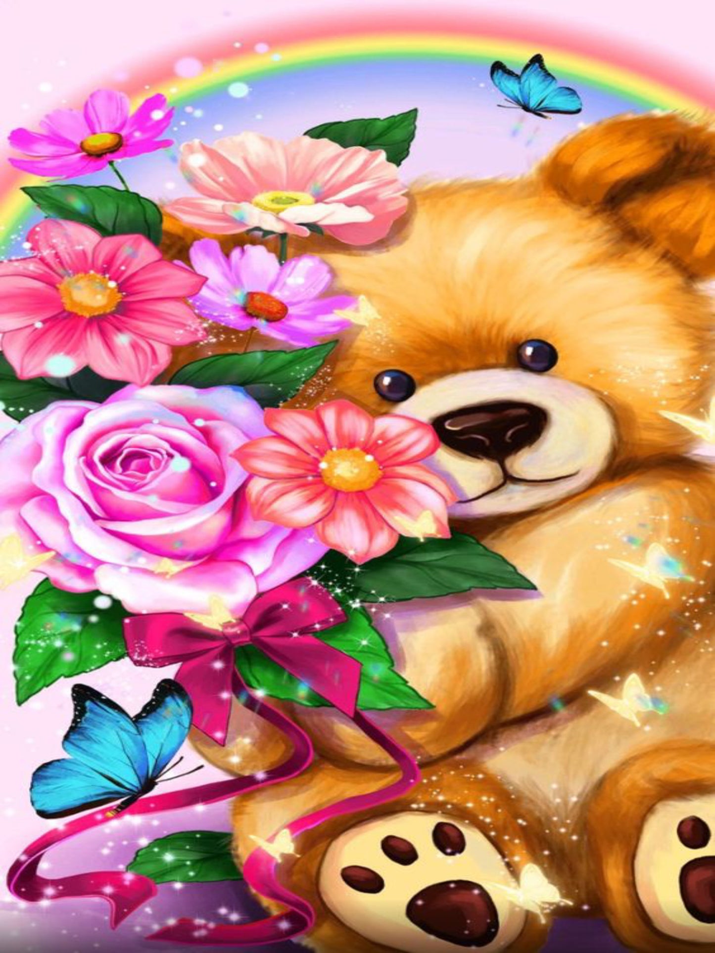 Teddys Petals 40hx30w cm - Diamond Painting - DIY Hobby Art