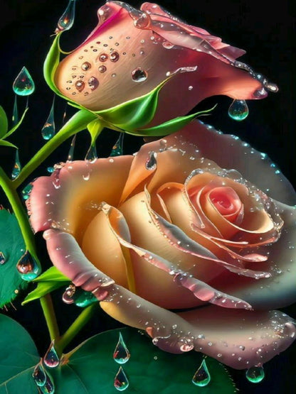 Morning Dew Rose 40hx30w cm - Diamond Painting - DIY Hobby Art