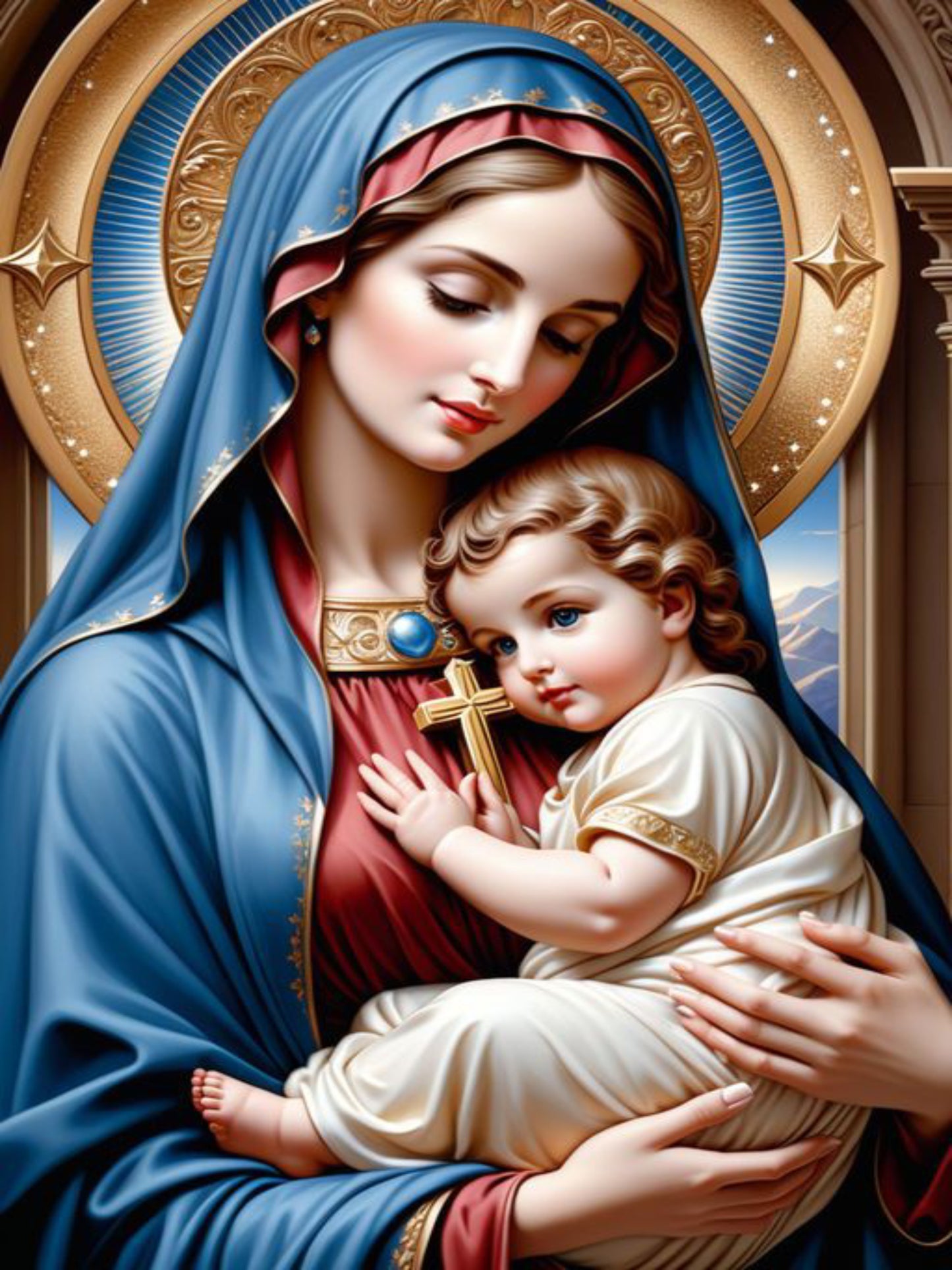 Mary and Child 40hx30w cm - Diamond Painting - DIY Hobby Art