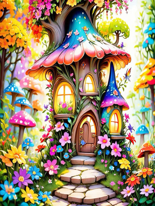 Mushroom Cottage 40HX30W - Diamond Painting - DIY Hobby Art