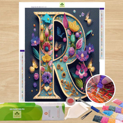 Letter R 40hx30w cm - Diamond Painting - DIY Hobby Art