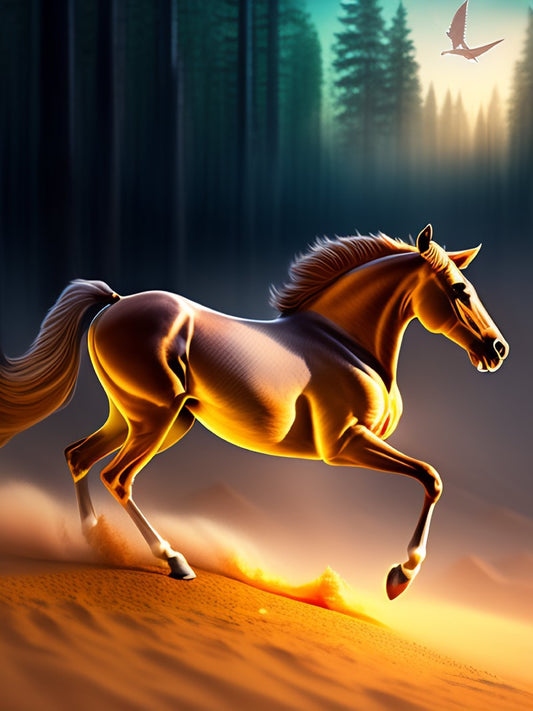 HORSE SUNSET_40HX30Wcm Diamond Painting Kit DIY Hobby ART