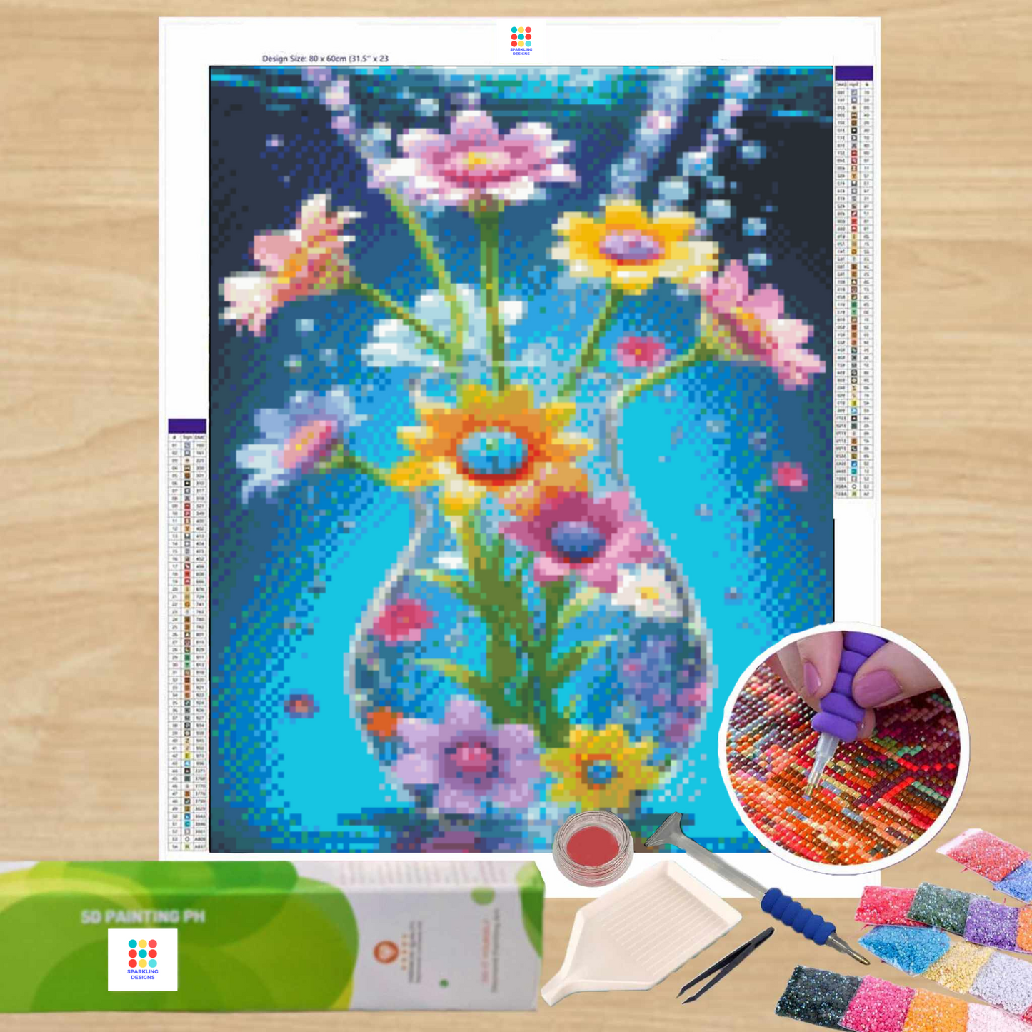 Bubble Flowers_40HX30W - Diamond Painting - DIY Hobby Art