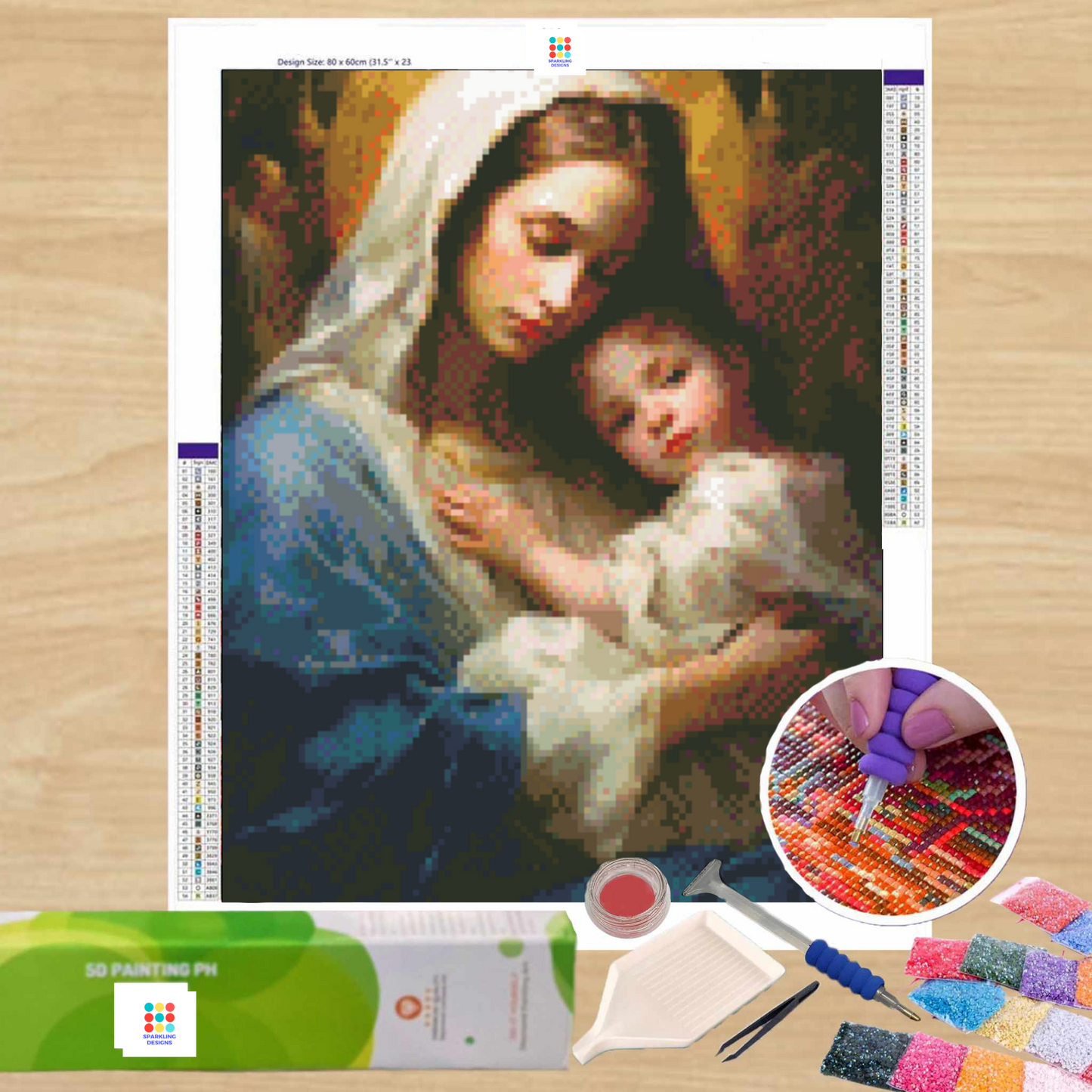 Mary and Child 40HX30W - Diamond Painting - DIY Hobby Art