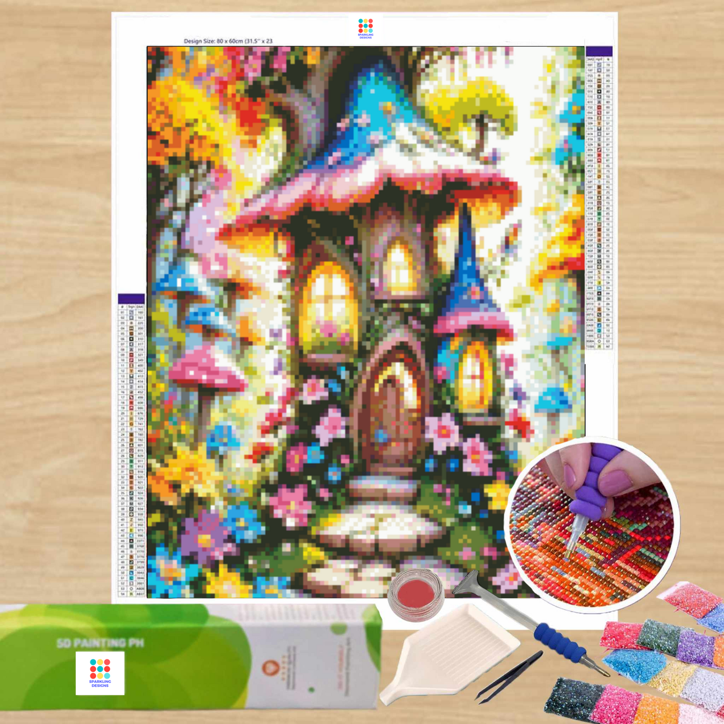 Mushroom Cottage 40HX30W - Diamond Painting - DIY Hobby Art