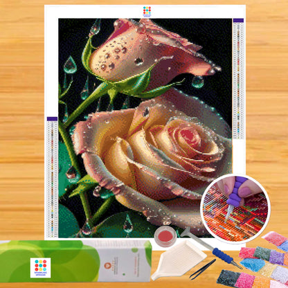 Morning Dew Rose 40hx30w cm - Diamond Painting - DIY Hobby Art