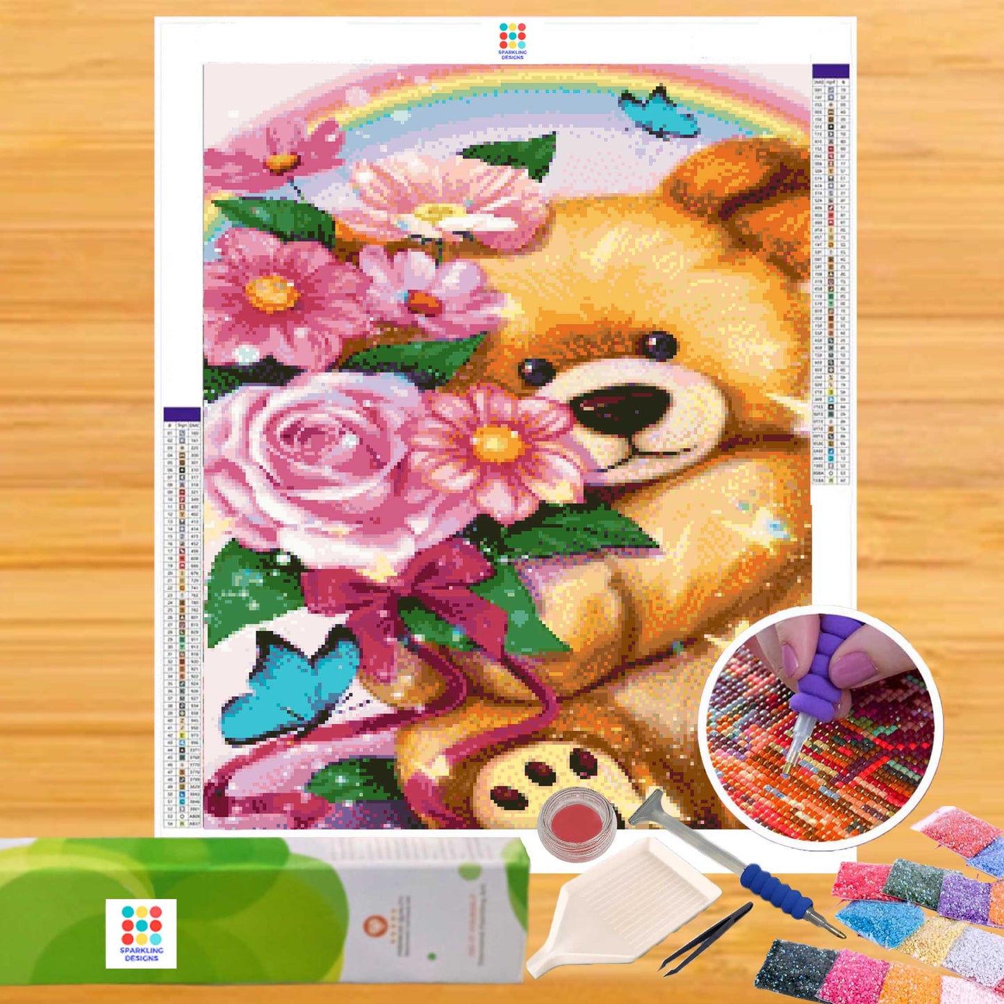 Teddys Petals 40hx30w cm - Diamond Painting - DIY Hobby Art