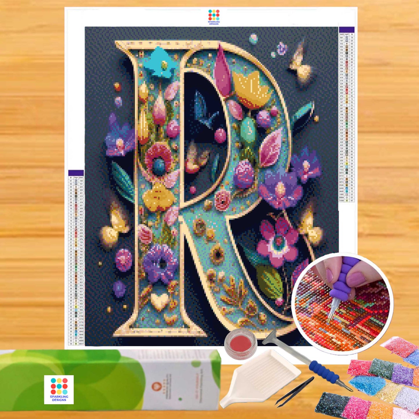 Letter E 40hx30w cm - Diamond Painting - DIY Hobby Art